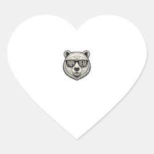 Papa Bear Sunglasses Bear Head Vector Design_1 Heart Sticker