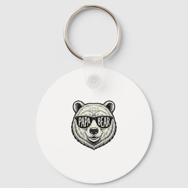 Papa Bear Sunglasses Bear Head Vector Design_1 Key Ring (Front)