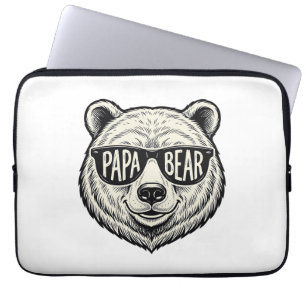 Papa Bear Sunglasses Bear Head Vector Design_1 Laptop Sleeve