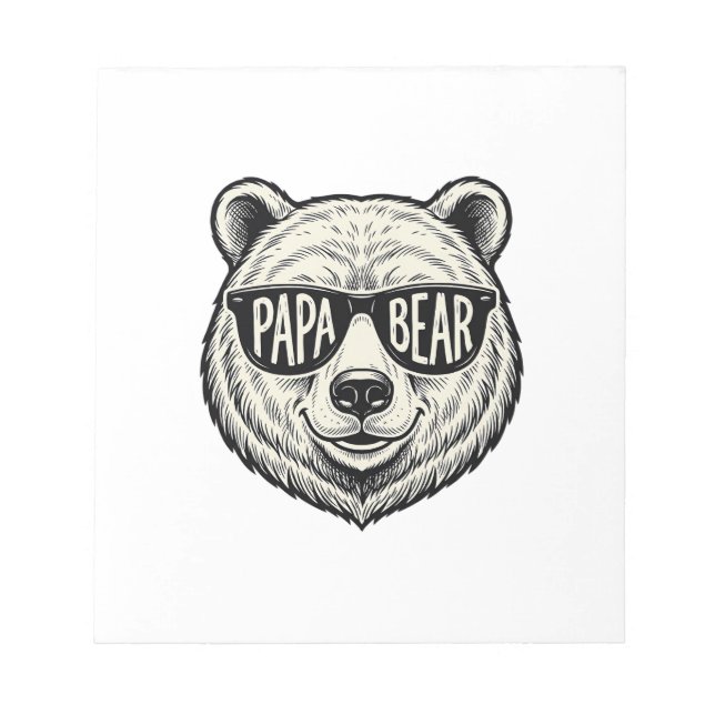 Papa Bear Sunglasses Bear Head Vector Design_1 Notepad (Front)