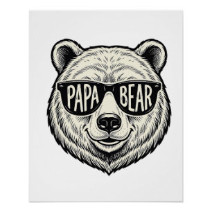 Papa Bear Sunglasses Bear Head Vector Design_1 Poster