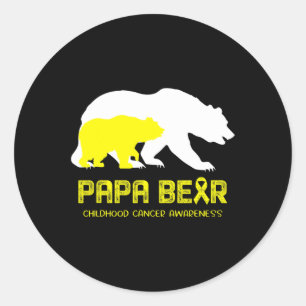 Papa Bear Support Childhood Cancer Awareness Classic Round Sticker
