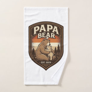 Papa Bear Vintage Engraving Bear Shirt Design_1 Hand Towel