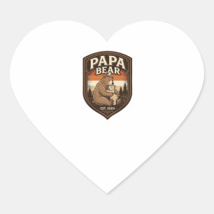 Papa Bear Vintage Engraving Bear Shirt Design_1 Heart Sticker