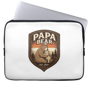Papa Bear Vintage Engraving Bear Shirt Design_1 Laptop Sleeve