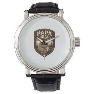 Papa Bear Vintage Engraving Bear Shirt Design_1 Watch