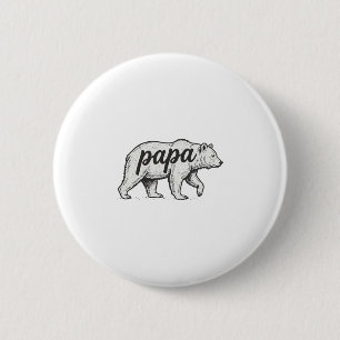 Papa Bear Vintage Engraving Vector Design_1 6 Cm Round Badge