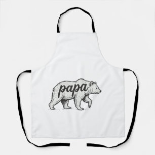 Papa Bear Vintage Engraving Vector Design_1 Apron