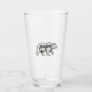 Papa Bear Vintage Engraving Vector Design_1 Glass
