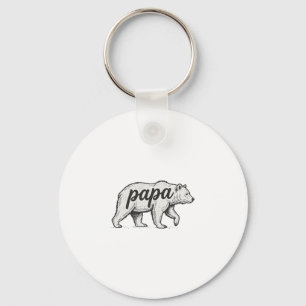 Papa Bear Vintage Engraving Vector Design_1 Key Ring