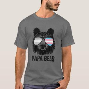 Papa Bear Wearing Sunglasses Transgender Flag Prid T-Shirt
