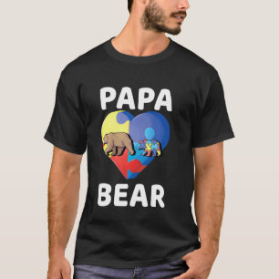 Papa Bear World Autism Awareness Dad Father S Day  T-Shirt