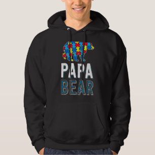 Papa Bear World Autism Awareness Day Family Puzzle Hoodie