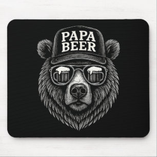 Papa Beer - Funny Dad Bear Drinking Humour 1 Mouse Pad