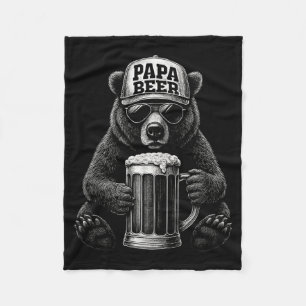 Papa Beer - Funny Dad Bear Drinking Humour 2 Fleece Blanket