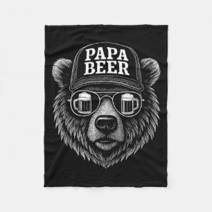 Papa Beer - Funny Dad Bear Drinking Humour Fleece Blanket
