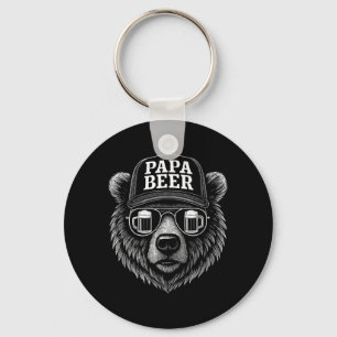 Papa Beer - Funny Dad Bear Drinking Humour Key Ring