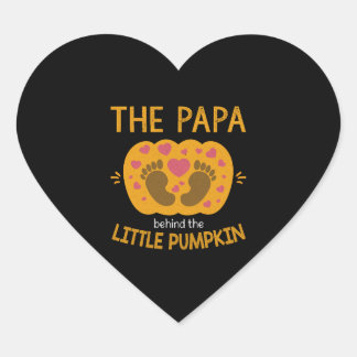 Papa Behind Pumpkin Little Fall Autumn Baby Reveal Heart Sticker