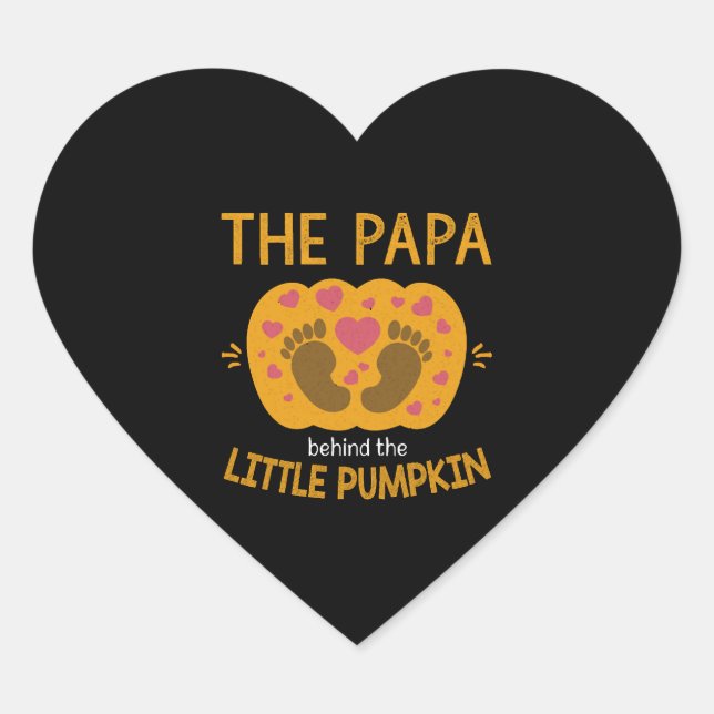 Papa Behind Pumpkin Little Fall Autumn Baby Reveal Heart Sticker (Front)