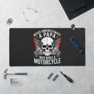 Papa Biker Who Rides A Motorcycle Desk Mat
