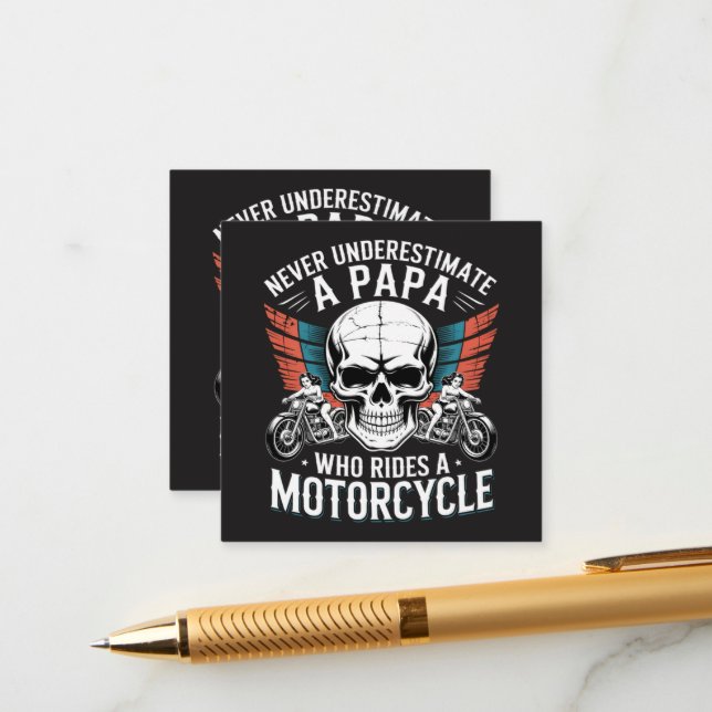 Papa Biker Who Rides A Motorcycle Enclosure Card (Front/Back In Situ)