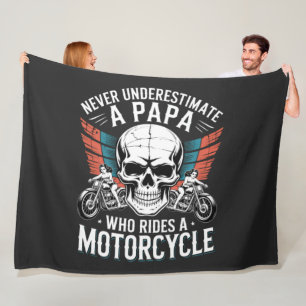 Papa Biker Who Rides A Motorcycle Fleece Blanket