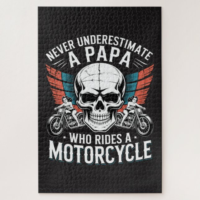 Papa Biker Who Rides A Motorcycle Jigsaw Puzzle (Vertical)