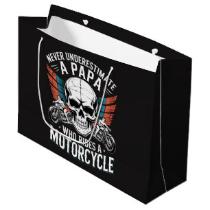 Papa Biker Who Rides A Motorcycle Large Gift Bag