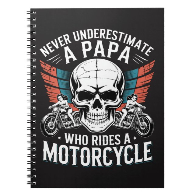 Papa Biker Who Rides A Motorcycle Notebook (Front)