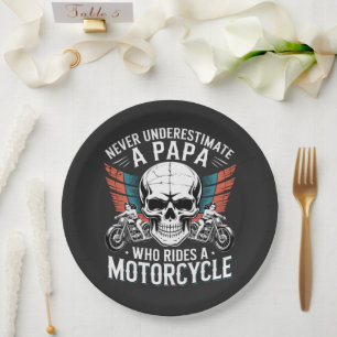 Papa Biker Who Rides A Motorcycle Paper Plate
