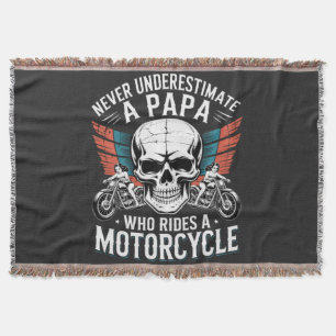 Papa Biker Who Rides A Motorcycle Throw Blanket