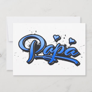 Papa blue Heart Graffiti Card