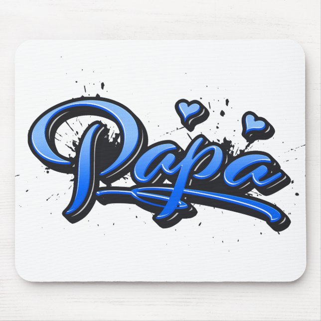 Papa blue Heart Graffiti Mousepad (Front)