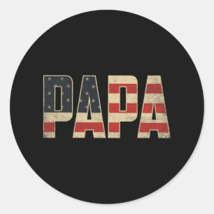 Papa Bold Patriotic American Flag Father’s Day Pap Classic Round Sticker