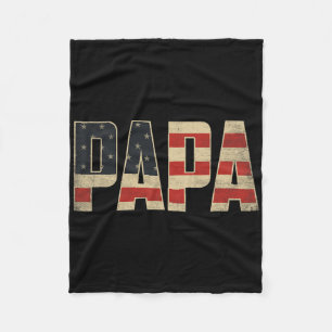 Papa Bold Patriotic American Flag Father’s Day Pap Fleece Blanket