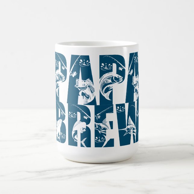 Papa Brew Fishing Custom Font Coffee Mug (Center)