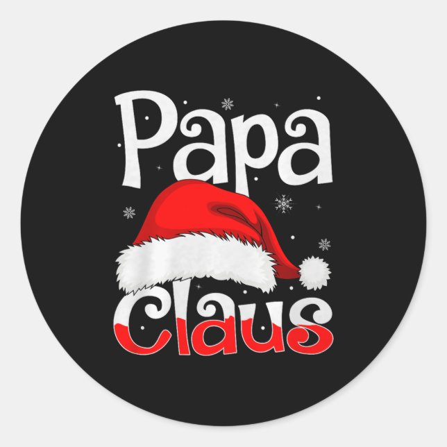 Papa Claus Christmas Family Matching Pajamas Dad D Classic Round Sticker (Front)