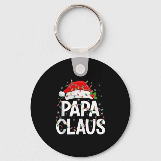 Papa Claus Christmas Lights Matching Family Santa  Key Ring (Front)
