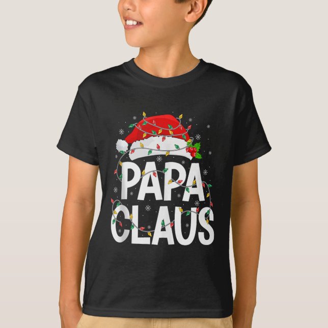 Papa Claus Christmas Lights Matching Family Santa  T-Shirt (Front)