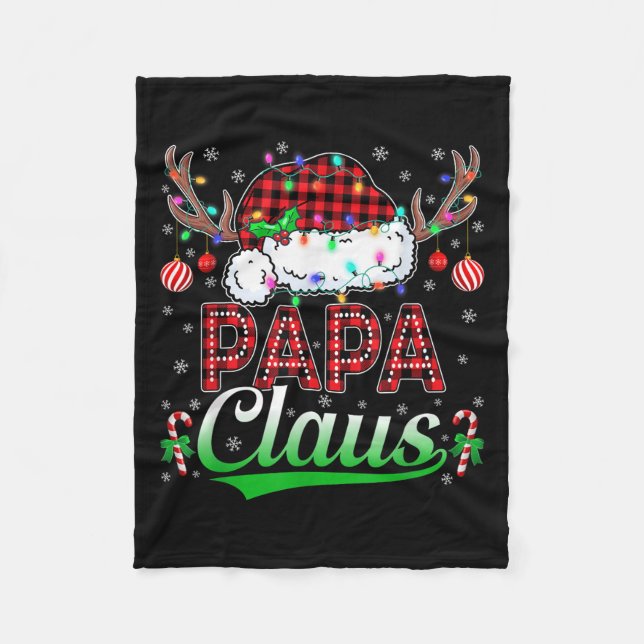 Papa Claus Christmas Lights Matching Family Xmas P Fleece Blanket (Front)