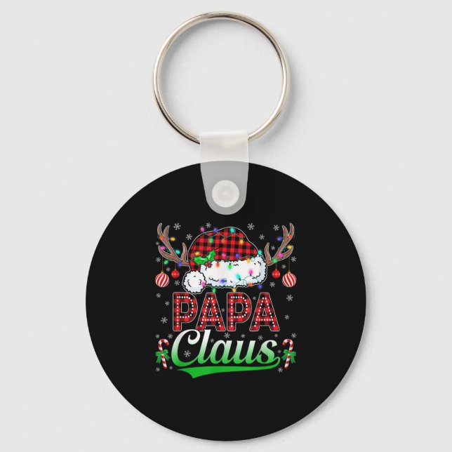 Papa Claus Christmas Lights Matching Family Xmas P Key Ring (Front)