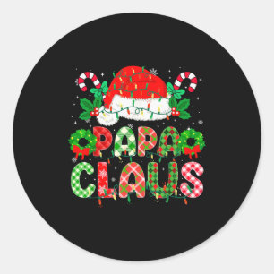 Papa Claus Christmas Lights Pajama Family Matching Classic Round Sticker