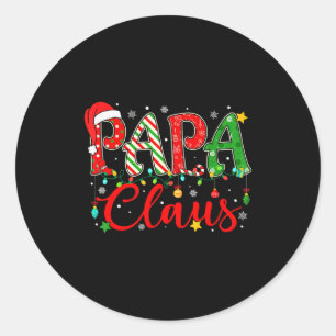Papa Claus Christmas Lights Pajama Family Matching Classic Round Sticker