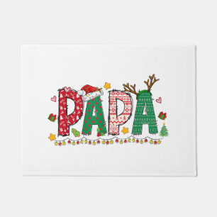Papa Claus Christmas Lights Pajama Family Matching Doormat