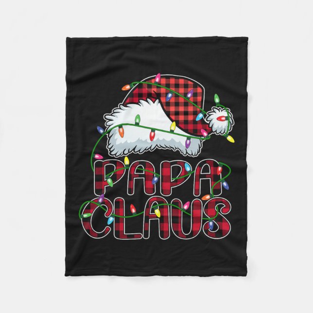 Papa Claus Christmas Lights Pajama Family Matching Fleece Blanket (Front)