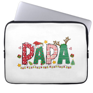 Papa Claus Christmas Lights Pajama Family Matching Laptop Sleeve