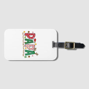 Papa Claus Christmas Lights Pajama Family Matching Luggage Tag
