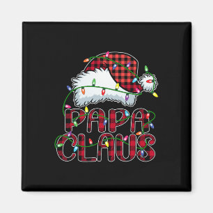 Papa Claus Christmas Lights Pajama Family Matching Magnet