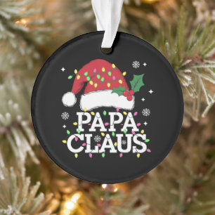 Papa Claus Christmas Lights Pajama Family Matching Ornament