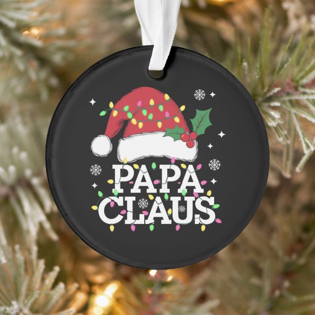 Papa Claus Christmas Lights Pajama Family Matching Ornament (Tree)